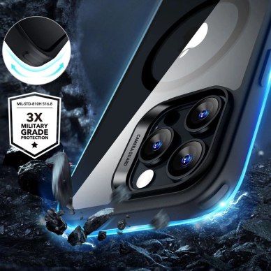 ESR Classic Hybrid Halolock Magsafe Dėklas + Apsauginis stiklas iPhone 16 Pro - SkaidrusJuodais kraštais 1