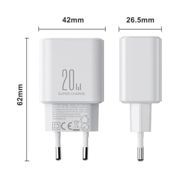 EU Joyroom JR-TCF05 20W USB-A USB-C Įkroviklis  + USB-C Kabelis - baltas 8