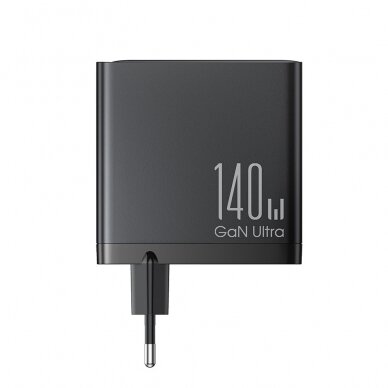 Fast charger GaN 140W 3 x USB-C / USB-A Joyroom JR-TCG05EU - Juodas + USB-C cable - USB-C 240W 1.2m 1