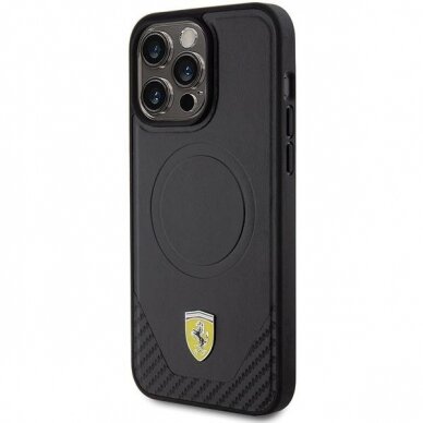 Ferrari Carbon Metal Logo MagSafe case for iPhone 15 Pro Max - black 1