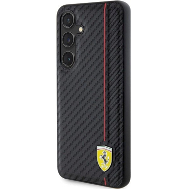 Ferrari Carbon Printed Line Dėklas Samsung Galaxy S24+ - Juodas 1