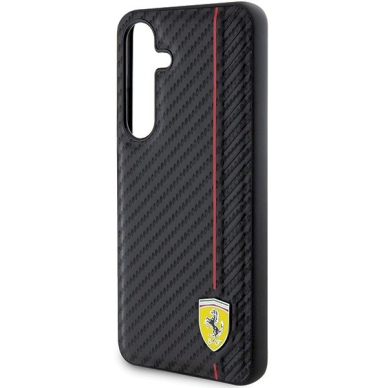 Ferrari Carbon Printed Line Dėklas Samsung Galaxy S24 - Juodas 5