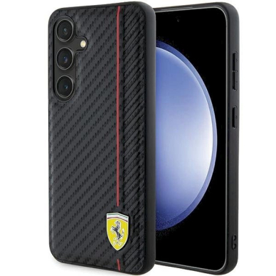 Ferrari Carbon Printed Line Dėklas Samsung Galaxy S24 - Juodas