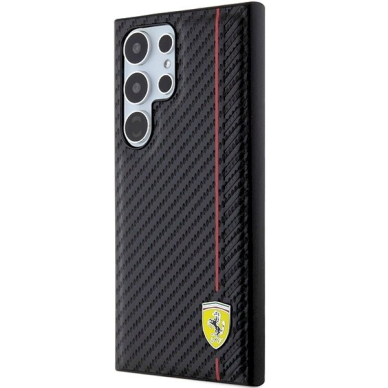 Ferrari Carbon Printed Line Dėklas Samsung Galaxy S24 Ultra - Juodas 1