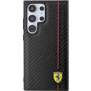 Ferrari Carbon Printed Line Dėklas Samsung Galaxy S24 Ultra - Juodas 2