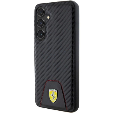 Ferrari Carbon Stitched Bottom Dėklas Samsung Galaxy S24+ - Juodas 1