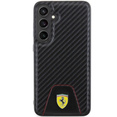 Ferrari Carbon Stitched Bottom Dėklas Samsung Galaxy S24+ - Juodas 2