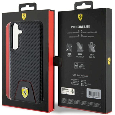 Ferrari Carbon Stitched Bottom Dėklas Samsung Galaxy S24+ - Juodas 7