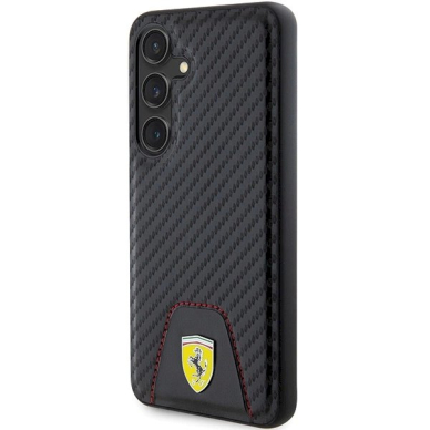 Ferrari Carbon Stitched Bottom Dėklas Samsung Galaxy S24 - Juodas 1