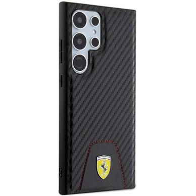 Ferrari Carbon Stitched Bottom Dėklas Samsung Galaxy S24 Ultra - Juodas 3