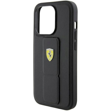 Ferrari Grip Stand Metal Logo case for iPhone 15 Pro Max - black 6