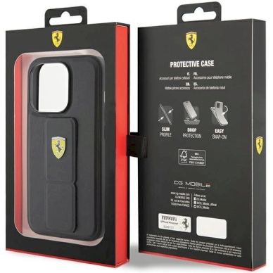 Ferrari Grip Stand Metal Logo case for iPhone 15 Pro Max - black 8