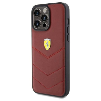 Ferrari Leather Stitched Lines dėklas skirtas iPhone 15 Pro Max - Raudonas 1