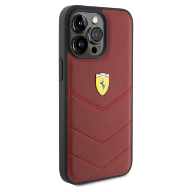 Ferrari Leather Stitched Lines dėklas skirtas iPhone 15 Pro Max - Raudonas 3