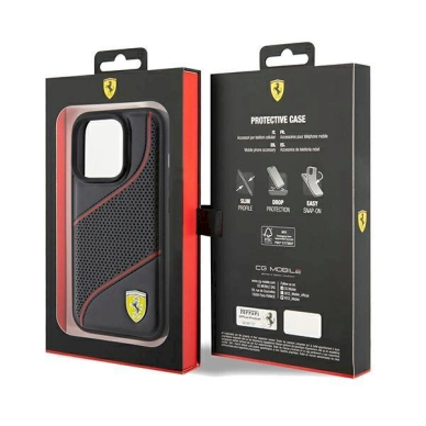 Ferrari Perforated Waves Metal Logo dėklas skirtas iPhone 15 Pro - Juodas 7