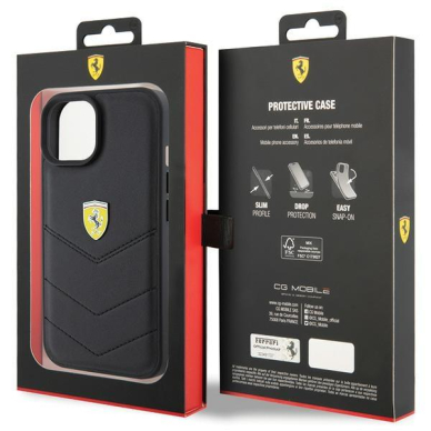 Ferrari Quilted Metal Logo case for iPhone 15 - black 7