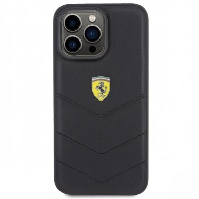 Ferrari Quilted Metal Logo case for iPhone 15 Pro Max - black 2