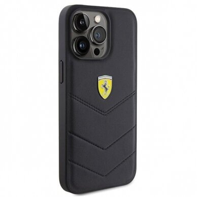 Ferrari Quilted Metal Logo case for iPhone 15 Pro Max - black 3