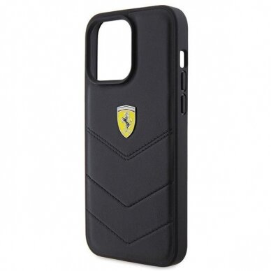 Ferrari Quilted Metal Logo case for iPhone 15 Pro Max - black 5