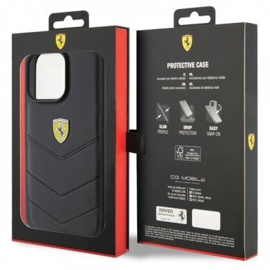 Ferrari Quilted Metal Logo case for iPhone 15 Pro Max - black 7