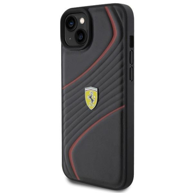 Ferrari Twist Metal Logo case for iPhone 15 Plus - black 1