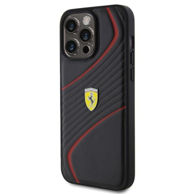 Ferrari Twist Metal Logo case for iPhone 15 Pro Max - black 1