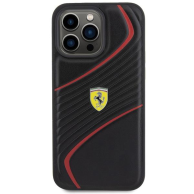 Ferrari Twist Metal Logo case for iPhone 15 Pro Max - black 2