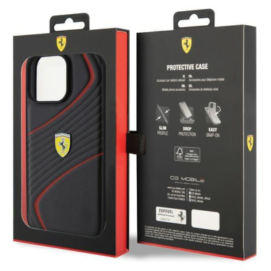 Ferrari Twist Metal Logo case for iPhone 15 Pro Max - black 7