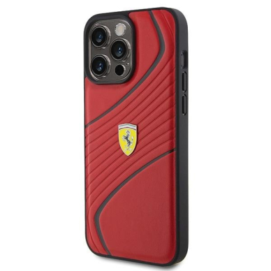 Ferrari Twist Metal Logo case for iPhone 15 Pro Max - red 1