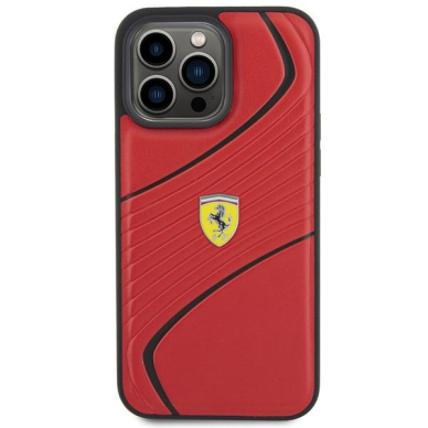 Ferrari Twist Metal Logo case for iPhone 15 Pro Max - red 2