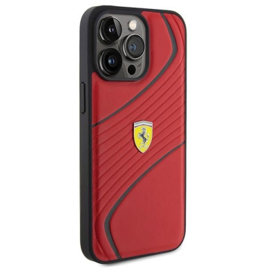 Ferrari Twist Metal Logo case for iPhone 15 Pro Max - red 3