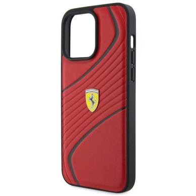 Ferrari Twist Metal Logo case for iPhone 15 Pro Max - red 5