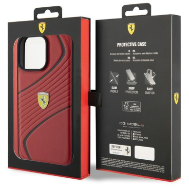 Ferrari Twist Metal Logo case for iPhone 15 Pro Max - red 7