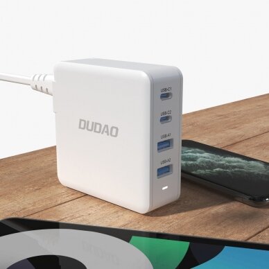 GaN 100W 2 x USB-C / 2 x USB fast charger Dudao A100EU - Baltas 5