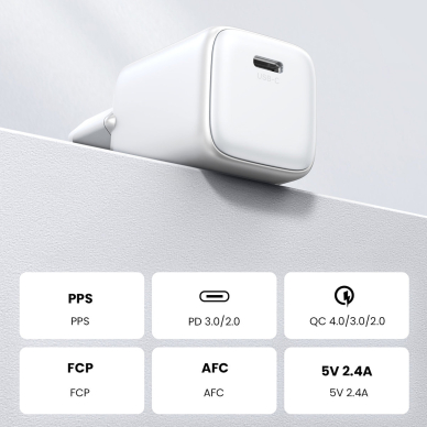 GaN USB C 30W PD Ugreen Nexode Mini fast charger - Baltas 7