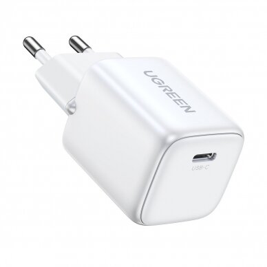 GaN USB C 30W PD Ugreen Nexode Mini fast charger - Baltas