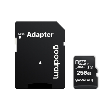 Goodram Microcard 256 GB micro SD XC UHS-I class 10 memory card, SD adapter (M1AA-2560R12) UGLX912 2