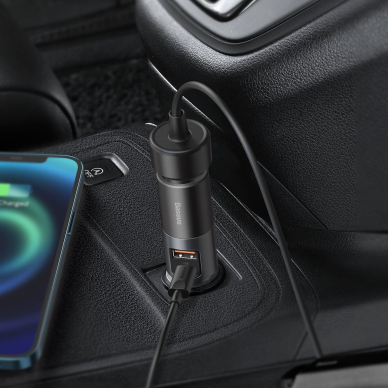 Greitas Automobilinis Įkroviklis Baseus Share Together USB / USB Type C / cigarette lighter socket car charger 120W Quick Charge Power Delivery Pilkas (CCBT-C0G) 10