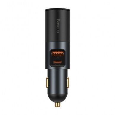 Greitas Automobilinis Įkroviklis Baseus Share Together USB / USB Type C / cigarette lighter socket car charger 120W Quick Charge Power Delivery Pilkas (CCBT-C0G)