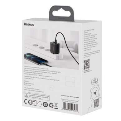 Greitas Buitinis Įkroviklis Baseus Compact USB Type C / USB 20 W 3 A Power Delivery Quick Charge 3.0 Juodas (CCXJ-B01) 9