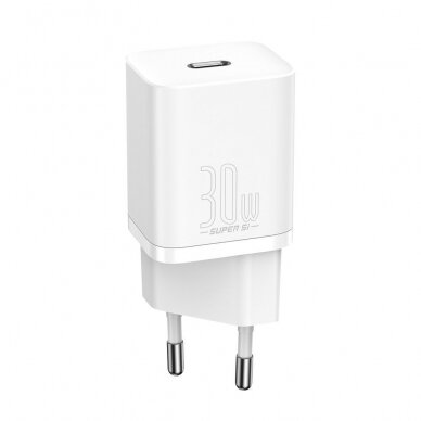 Greitas Buitinis Įkroviklis Baseus Super Si 1C USB Type C 30 W Power Delivery Quick Charge Baltas (CCSUP-J02)