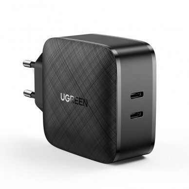 Greitas Buitinis Įkroviklis Ugreen fast wall charger PD 66W 2 x USB Type-C EU kištukas Juodas (CD216) UGLX912