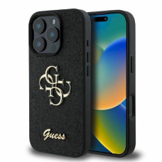 Guess Fixed Glitter Big 4G Dėklas iPhone 16 Pro Max - juodas