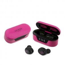 Guess GUTWST31EM TWS bluetooth ausinės + magenta docking station