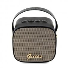 Guess Nešiojamas garsiakalbis GUWSB2P4SMK Speaker mini Juodas 4G Leather Script Logo su Strap