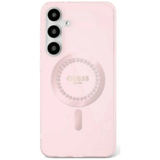 Guess Rhinestones Printed Classic Logo MagSafe Samsung Galaxy S25 Dėklas Rožinis