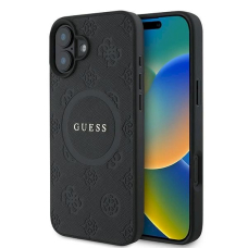 Guess Saffiano Peony Classic Logo MagSafe iPhone 16 Plus Dėklas - juodas