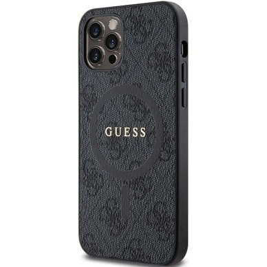 Guess 4G Collection Leather Metal Logo MagSafe Dėklas iPhone 12 Pro / iPhone 12 - Juodas 1