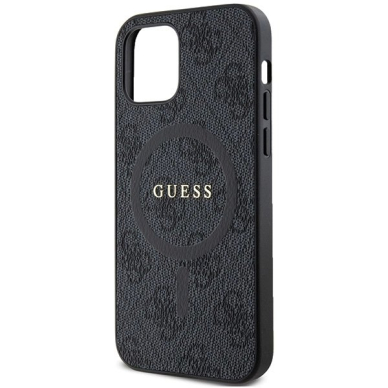 Guess 4G Collection Leather Metal Logo MagSafe Dėklas iPhone 12 Pro / iPhone 12 - Juodas 5