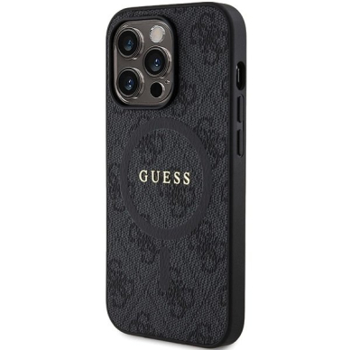 Guess 4G Collection Leather Metal Logo MagSafe Dėklas iPhone 13 Pro Max - Juodas 1